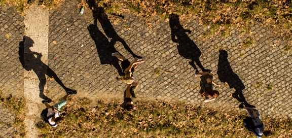students walking on campus